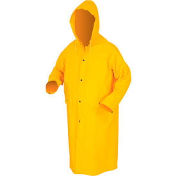 MCR Safety 200CM Classic Rain Coat Medium .35mm PVC/Polyester Detachable Hood Ye