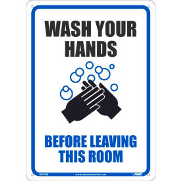 Wash Your Hands Before Leaving This Room Sign 10"" X 14"" Plastic Wash Your Hands Before Leaving This Room Sign 10"" X 14"" Plastic