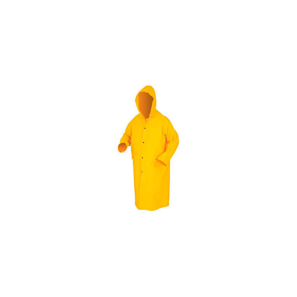 MCR Safety 200CL Classic Rain Coat Large .35mm PVC/Polyester Detachable Hood Yel