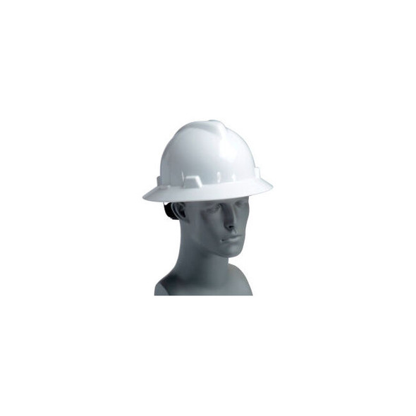 MSA V-Gard Hard Hats Full Brim Fas-Trac Suspension White 475369