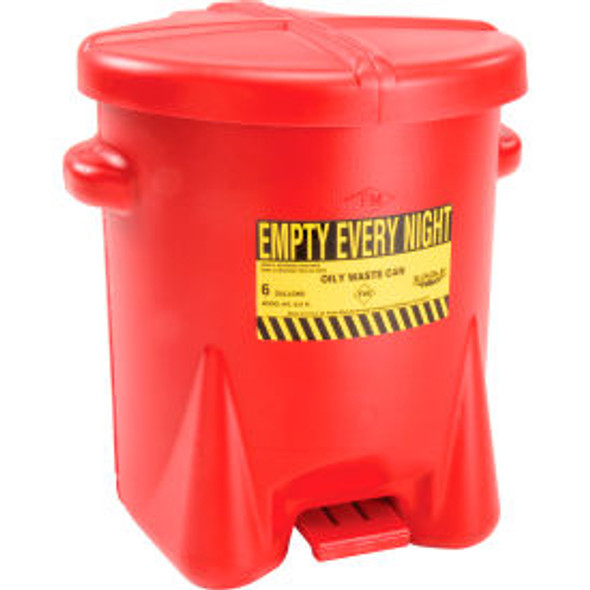 Eagle 6 Gallon Poly Waste Can W/ Foot Lever Red - 933FL Eagle 6 Gallon Poly Waste Can W/ Foot Lever Red - 933FL