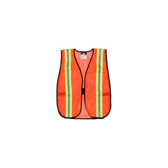 MCR Safety V201R Orange Safety Vest 2"" Reflective Strips Polyester Side Straps