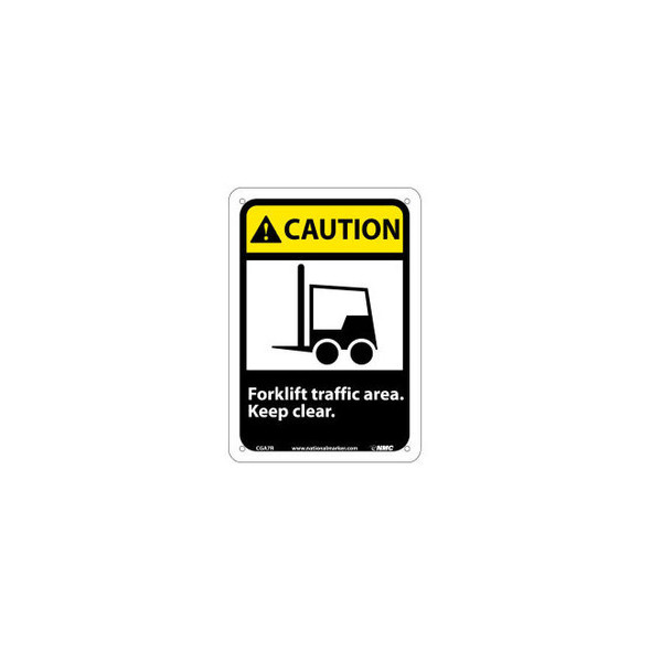Graphic Signs - Caution Forklift Traffic Area - Plastic 7""W X 10""H