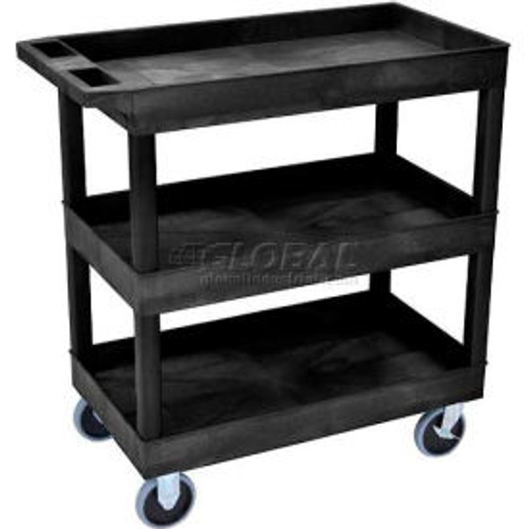 Luxor Plastic Utility Cart w/3 Tray Shelves 500 lb. Capacity 35-1/4""L x 18""W x Luxor Plastic Utility Cart w/3 Tray Shelves 500 lb. Capacity 35-1/4""L x 18""W x