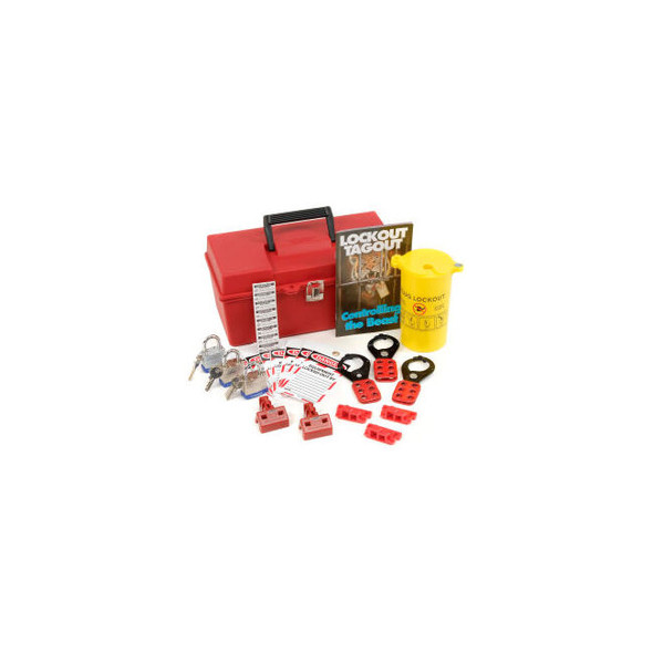 NMC Portable Electrical Lockout Kit w/ 14"" Case Plastic Red