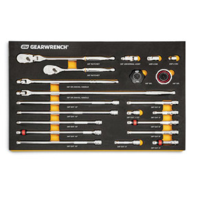 21 Pc. 3/8" 90-Tooth Ratchet & Drive Tool Set with EVA Foam Tray 86521