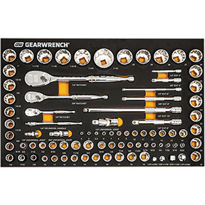 84 Pc. 1/4", 3/8", 1/2" 90-Tooth SAE/Metric Mechanics Tool Set with EVA Foam Tray 86529
