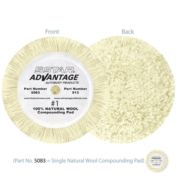 #1 -100% Natural Wool Heavy Compound Pad - HOOK&LOOP CRV CO 5083