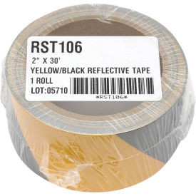 INCOM Safety Tape Reflective Striped Yellow/Black 2""W x 30'L 1 Roll