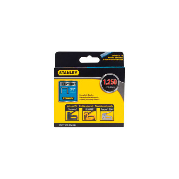 Stanley STHT71836  Heavy-Duty Narrow Crown Staples 3/8"" -1250 Pack