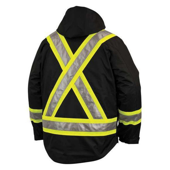 Men's Hi-Vis 5-in-1 Safety Jacket, 300D Poly Oxford with PU Coating, Black, M  S42611