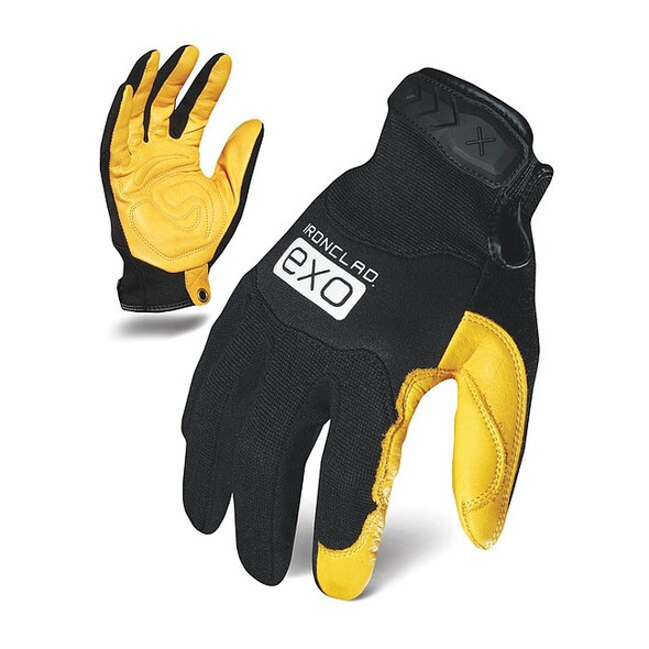 EXO Mechanics Gloves, Gold Goat Leather Palm, Polyester Back, S, Black/Gold