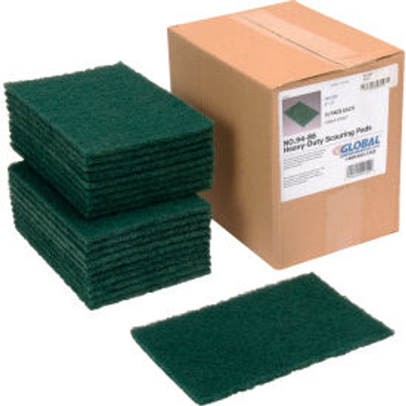 Global Industrial Heavy Duty Scouring Pads Green 6"" x 9"" - Case of 15 Pads
