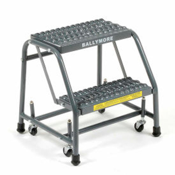 Grip 16""W 2 Step Steel Rolling Ladder 10""D Top Step - 218G