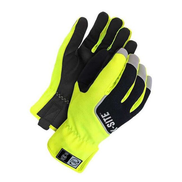 X-Site Mechanics Gloves, Polyester Palm, Spandex Back, 2XL, Black/Yellow