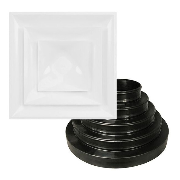 American Louver 6 to 14 in Square Step-Down Diffuser, White STR-C-W-NRD