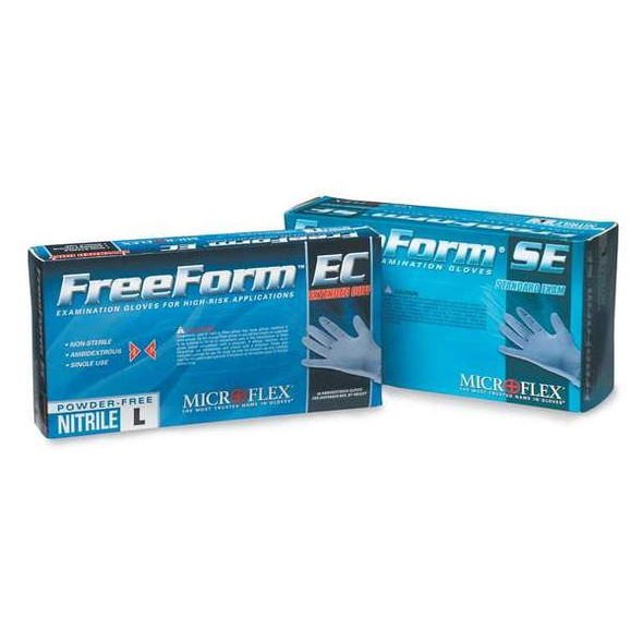 FFS-700, Disposable Gloves, 3.00 to 3.99 mil Palm, Nitrile, Powder-Free, L (9), 100 PK, Blue