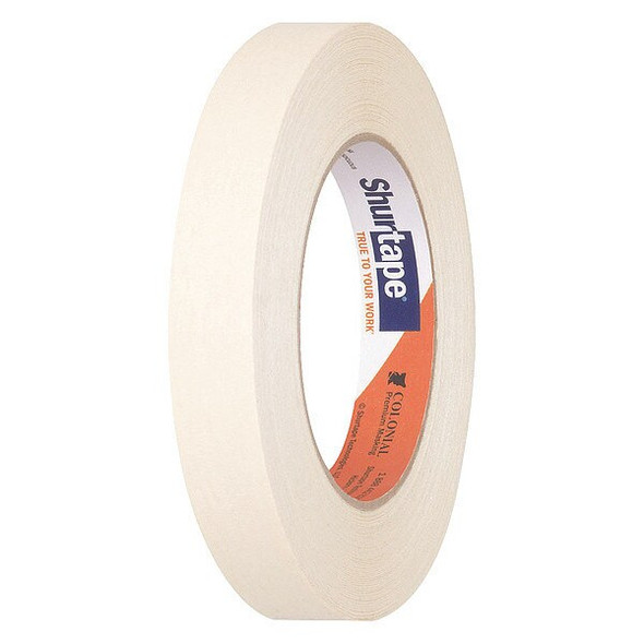 Masking Tape, 18 mm W x 55 m L, 6.4 mil Thick, Tan, Rubber Adhesive, 48 PK