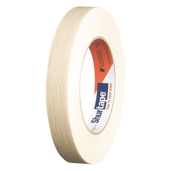 Masking Tape, 18 mm W x 55 m L, 6.4 mil Thick, Tan, Rubber Adhesive, 48 PK  100738