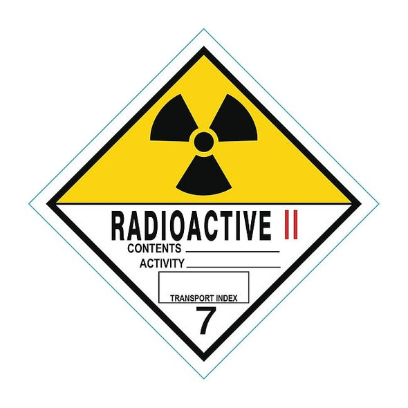 DOT Label Radioactive II Black, Red/White, Yellow, Pk250
