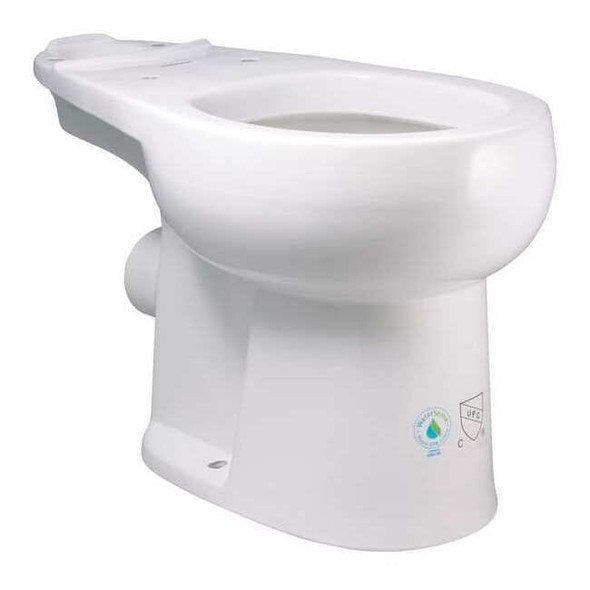 Toilet Bowl, 1.28 gpf, Gravity Fed, Floor with Back Outlet Mount, Round, White
