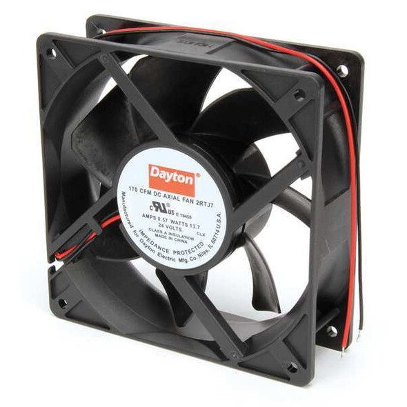 Dayton Axial Fan, Square, 24V DC, - Phase, PBT Plastic, 4 11/16 in W. 2RTJ7