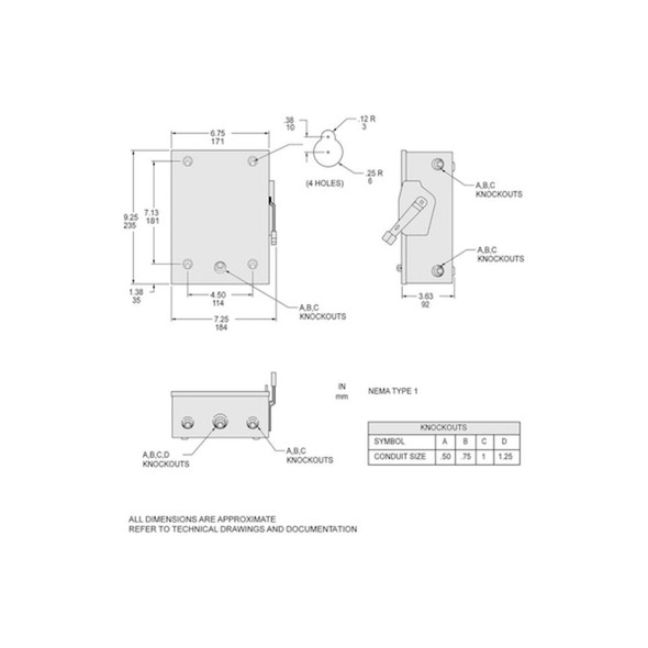 Square D Nonfusible, Safety Switch, General Duty, 240 V, 3PST DU322