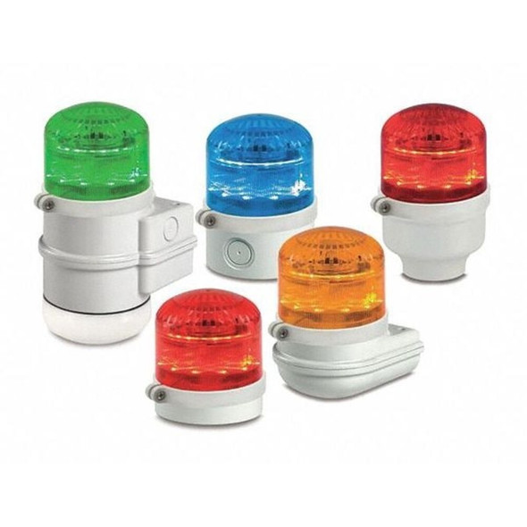 Beacon Warning Sounder Light, Amber, 3 29/32 in Lens Dia., 3 7/16 in Height, Polycarbonate Lens