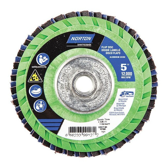 Norton Abrasives Flap Disc,5 In x 36 Grit,5/8-11 66623399127