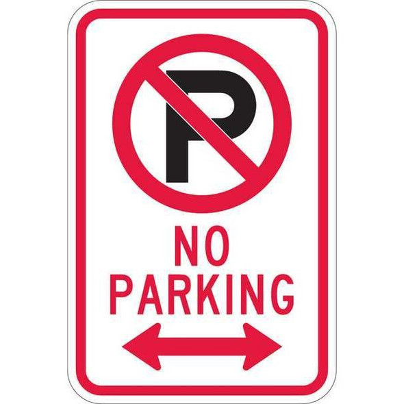 Fire Lane Parking Sign, 12 in W, 18 in H, English, Aluminum, White