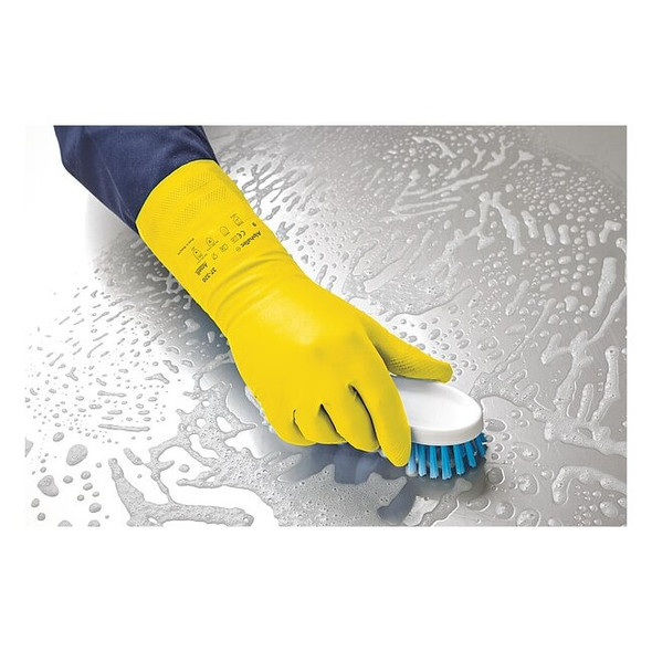 Chemical Resistant Gloves, Nitrile, Full, Gauntlet, Yellow, 11, 1 PR