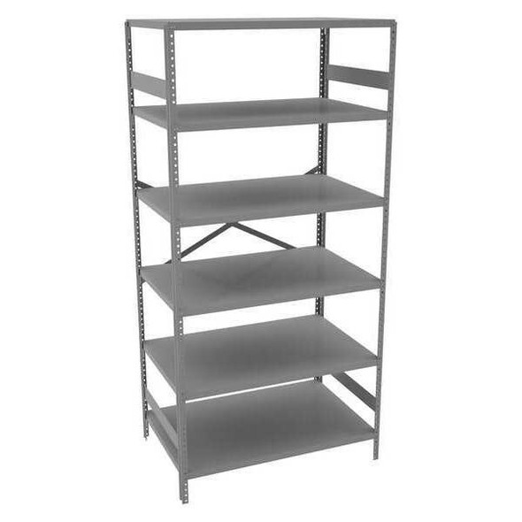 Metal Shelving Unit, 24"D x 36"W x 75"H, 6 Shelves, Carbon Steel