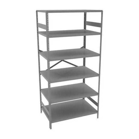 Metal Shelving Unit, 24"D x 36"W x 75"H, 6 Shelves, Carbon Steel