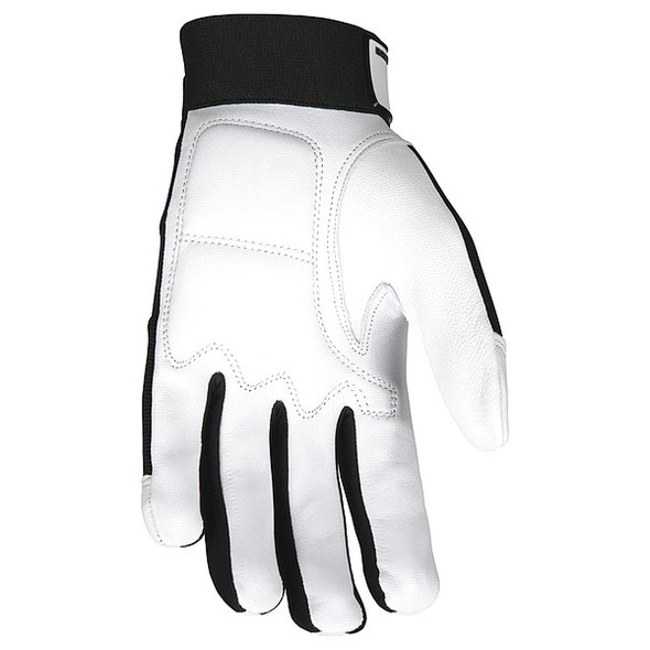 Mcr Safety 914 Mechanics Gloves, Goatskin Palm, Spandex Back, L, Black/White 914L