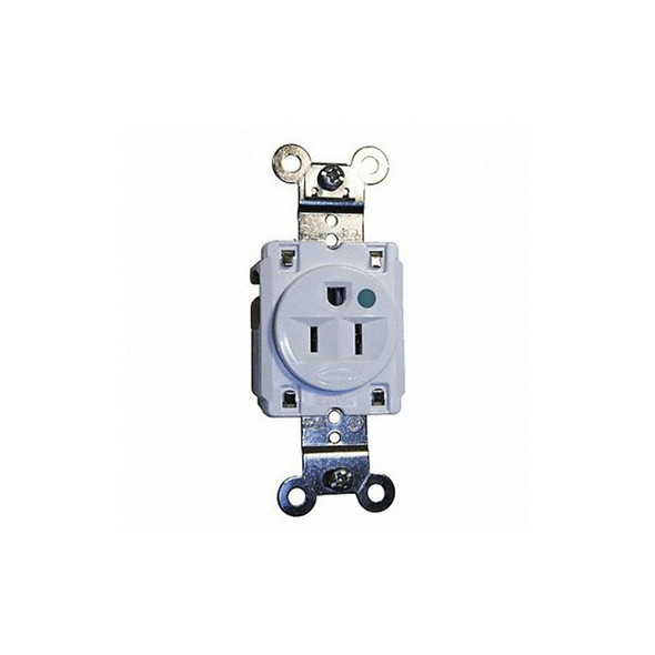 Hubbell Wiring Device-Kellems Recept,White,15 A,2P3W,Back; Side,1PK HBL8210W