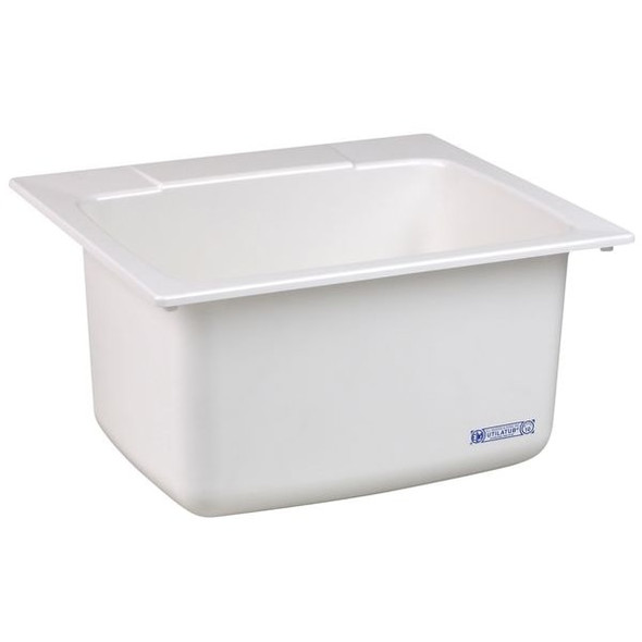 Mustee Utility Sink, 13-3/4 in H, 25 in W, 22 in L, Drop-In, SMC Fiberglass, White 10