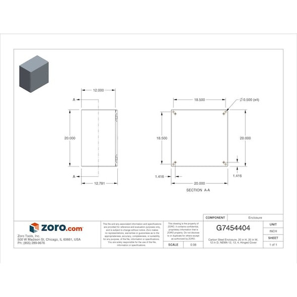 Nvent Hoffman Enclosr,Metllc,20In.H x 20In.W x 12In.D CSD202012 Nvent Hoffman Enclosr,Metllc,20In.H x 20In.W x 12In.D CSD202012