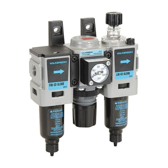 Filter/Regulator/Lubricator,  3 pcs.,  Overall Width: 4.75 in