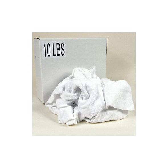 Recycled Cotton Terry Towels Cloth Rag 10 lb. 14" x 17", White