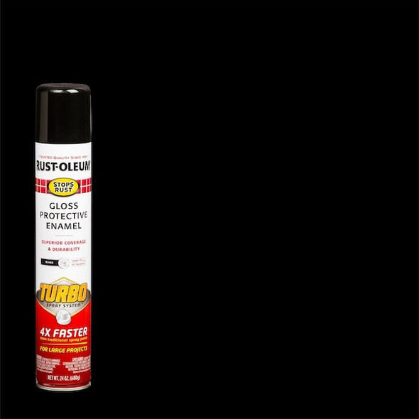 Rust-Oleum Spray Paint, Black, Gloss, Solvent, 24 oz 334128