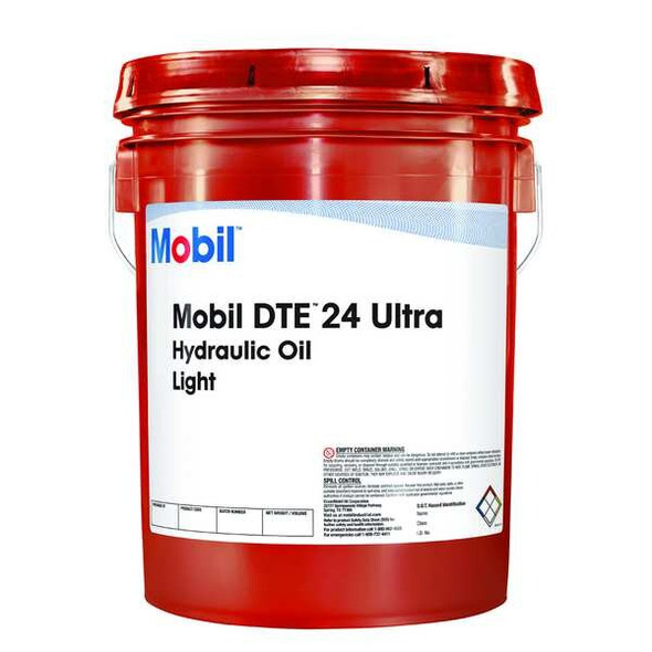 Mobil Hydraulic Oil, Pail, 5 gal, DTE 24, ISO Grade 32 125356
