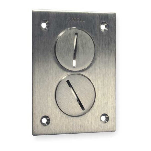 Box Cover, Floor Box Type, 2 Gang, Aluminum, Duplex Receptacle Cover Type