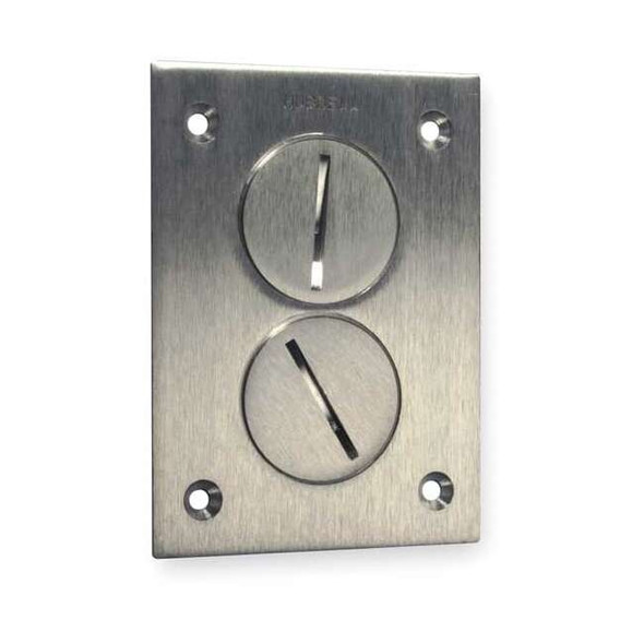 Box Cover, Floor Box Type, 2 Gang, Aluminum, Duplex Receptacle Cover Type