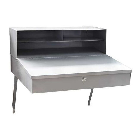 Manufacturer Varies Stationary Wall Mount Desk,11 7/8"H,Gray 49Y121