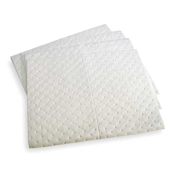 Brady Sorbent Pad, 19 gal, 15 in x 19 in, Oil, White, 100 PK SXT100