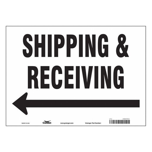 SHIPPING & RECEIVING, 14 in W x 10 in H, Horizontal Rectangle, Vinyl, 486Y61