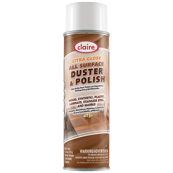 Claire® Citra Gloss All Surface Duster & Polish, 18 oz Aerosol, 12/Case