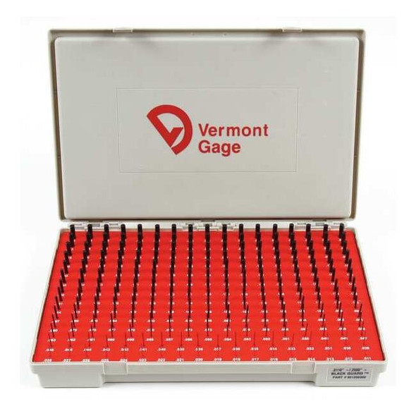 Vermont Gage Pin Gage Set,Minus,0.011-0.250 In,Black 901200300