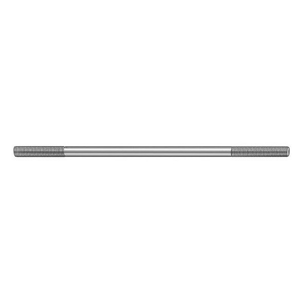 Double-End Threaded Rod, 3/8"-24 Thread to 3/8"-24 Thread, 1 ft, Aluminum, Plain