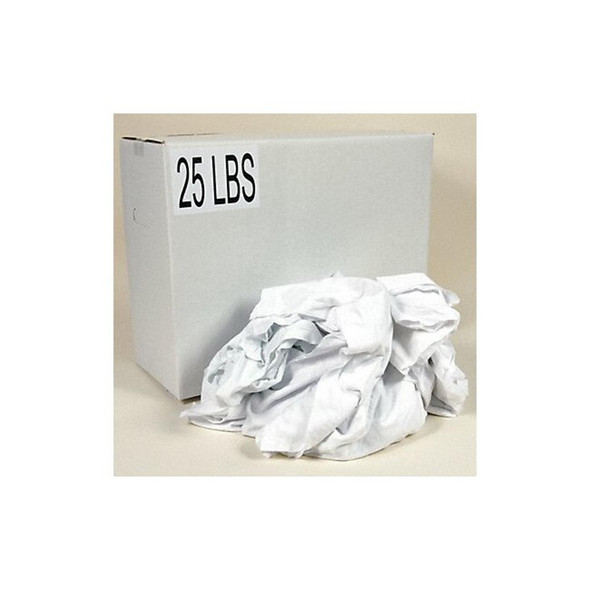 Recycled Cotton Sheeting Cloth Rags, Sizes Vary, White, 25 lbs